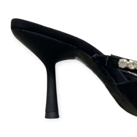 Zara Black Rhinestone Heel Mules - Picture 3 of 3